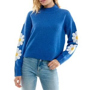 Ultra Flirt Juniors' Flowers Mock-Turtleneck Sweater Size L NWT